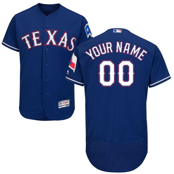 Men Texas Rangers Majestic Alternate Royal Blue Flex Base Authentic Collection Custom MLB Jersey